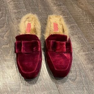 Catherine Maladrino faux fur lined velvet slipper